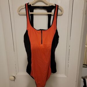 Roots Orange and Black One-Piece Swimsuit